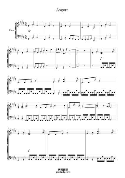 “Asgore”钢琴谱-Toby Fox-免费下载-天天钢琴