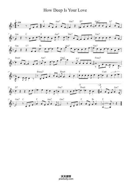 “How Deep Is Your Love”钢琴谱-Bee Gees
-免费下载-天天钢琴