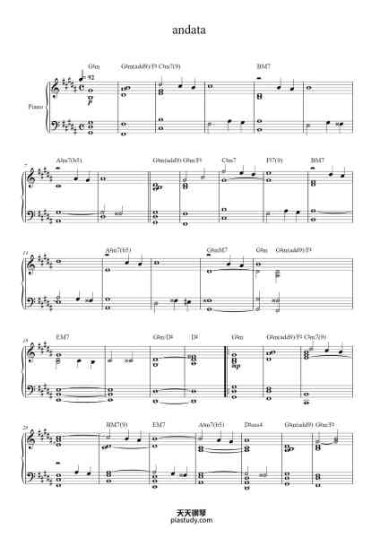 “andata”钢琴谱-Ryuichi Sakamoto-免费下载-天天钢琴