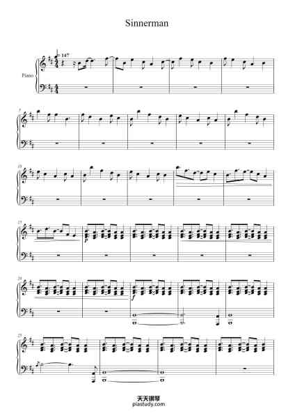 “Sinnerman”钢琴谱-Nina Simone-免费下载-天天钢琴