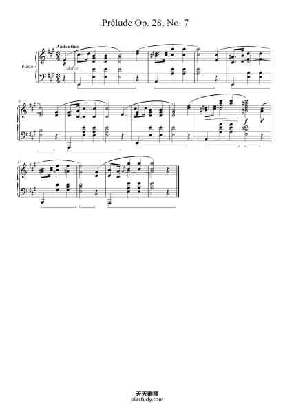 “Prélude Op. 28, No. 7 in A Major”钢琴谱-Frédéric François Chopin
(1810–1849)-免费下载-天天钢琴