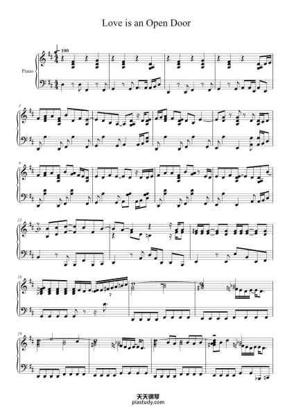 “Love is an Open Door”钢琴谱-No.D-免费下载-天天钢琴