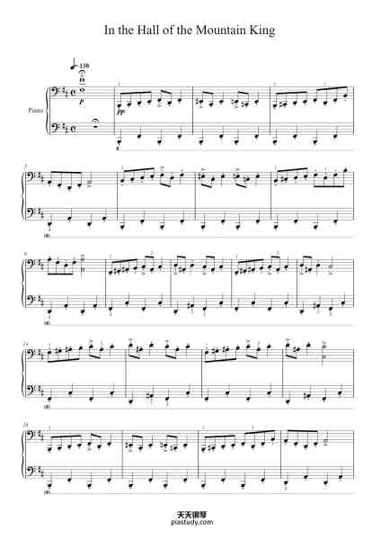 “In the Hall of the Mountain King”钢琴谱-Edvard Grieg-免费下载-天天钢琴