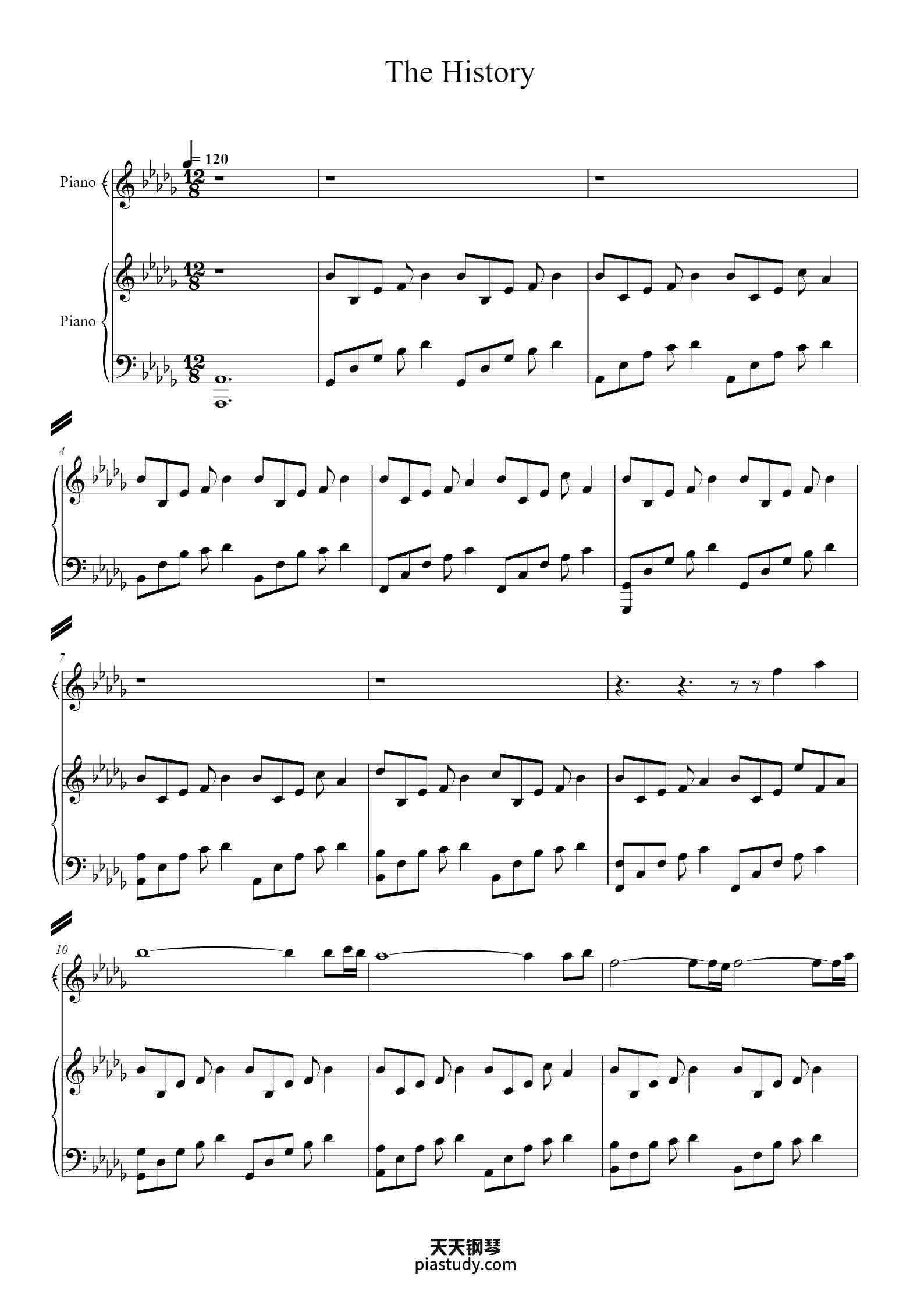 The History (浮光)钢琴谱 - Jannik - free piano sheet music - PiaNoproblem