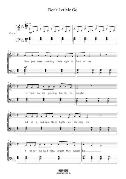 “Don't Let Me Go”钢琴谱-Harry Styles-免费下载-天天钢琴