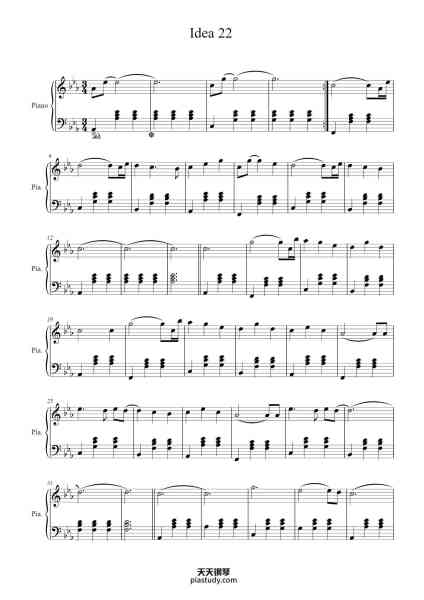 “Idea 22”钢琴谱-Gibran Alcacer                                                                                                      Arranged by Lucas Muñoz Garcia-免费下载-天天钢琴
