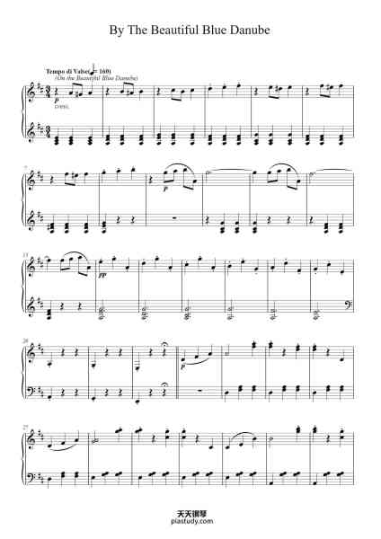 “By The Beautiful Blue Danube, Op. 314”钢琴谱-By JOHANN STRAUSS, JR.-免费下载-天天钢琴