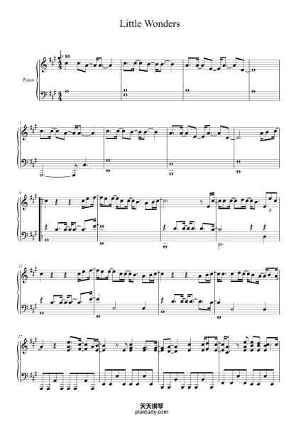 “Little Wonders”钢琴谱-Rob Thomas-免费下载-天天钢琴