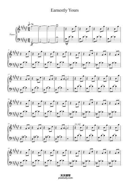 “Earnestly Yours”钢琴谱-Keaton Henson-免费下载-天天钢琴
