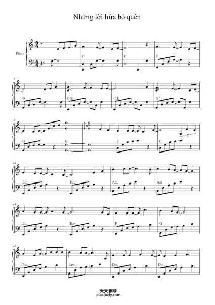“Những lời hứa bỏ quên”钢琴谱-Fbby-免费下载-天天钢琴