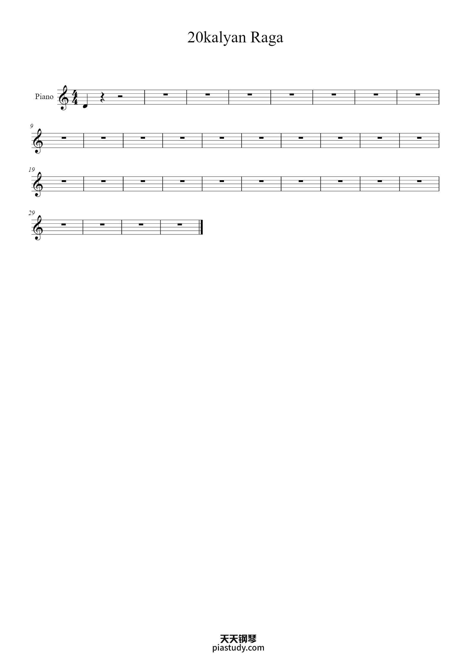 '20kalyan Raga' - Piano Sheet Music By Composer | TOPiano