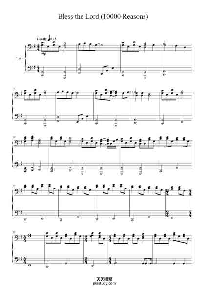 “Bless the Lord (10000 Reasons)”钢琴谱-Matt Redman-免费下载-天天钢琴