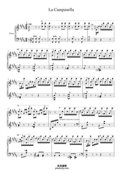 “La Campanella in G♯ Minor, S. 141/3”钢琴谱-Franz Liszt-免费下载-天天钢琴