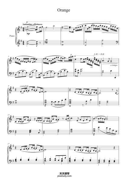 “Orange”钢琴谱-MICHIRU arr. KP 19.12.2015-免费下载-天天钢琴