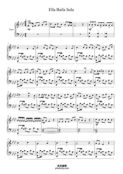 “Ella Baila Sola”钢琴谱-Arr: Daniel Duro Soto-免费下载-天天钢琴