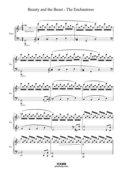“Beauty and the Beast - The Enchantress”钢琴谱-Arrangement : Jules Fossé-免费下载-天天钢琴