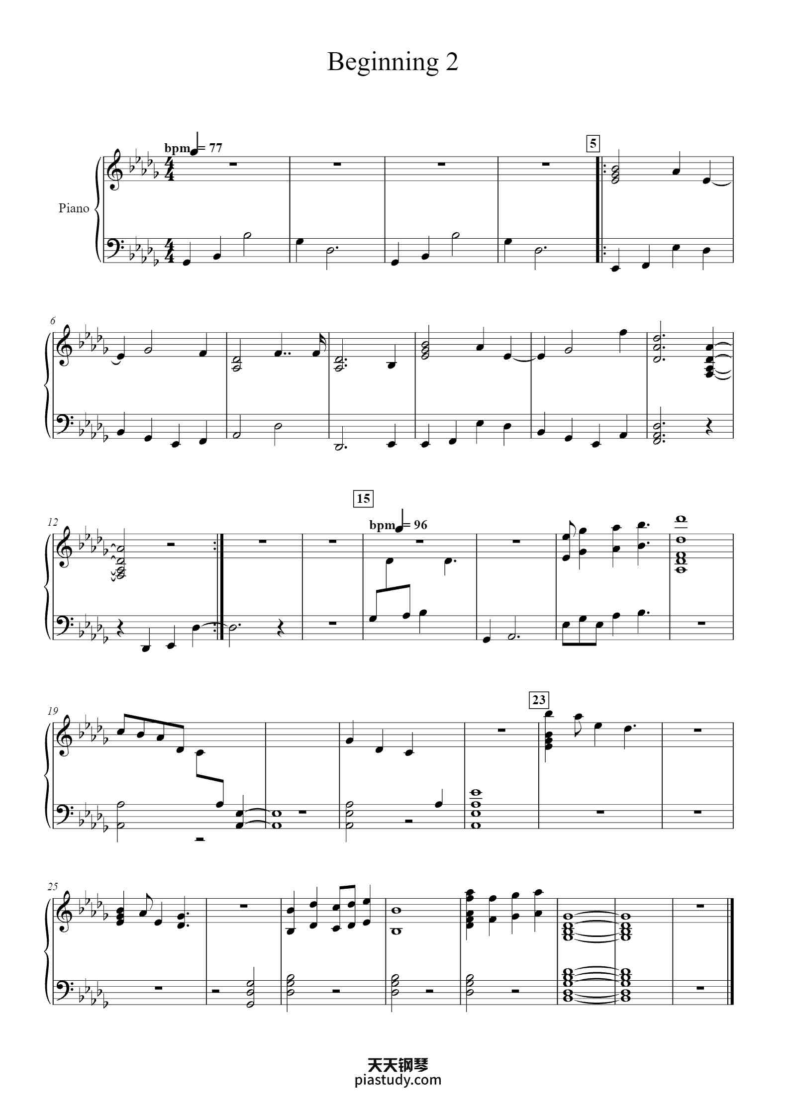 Beginning 2钢琴谱 - C418 - free piano sheet music - PiaNoproblem