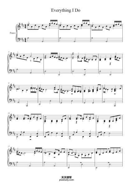 “Everything I Do”钢琴谱-Bryan Adams-免费下载-天天钢琴