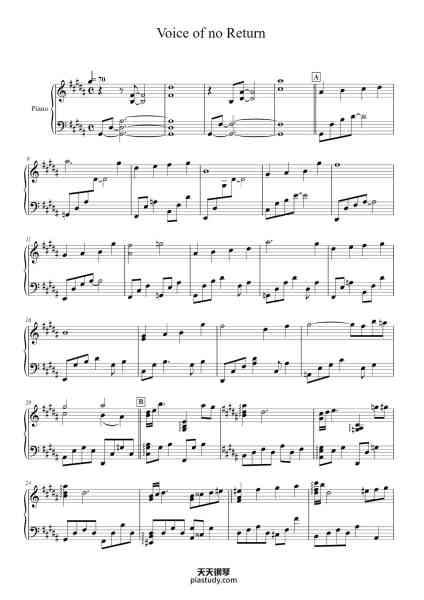 “Voice of no Return - NieR: Automata Official Piano Solo”钢琴谱-Composed by: Keiichi Okabe-免费下载-天天钢琴