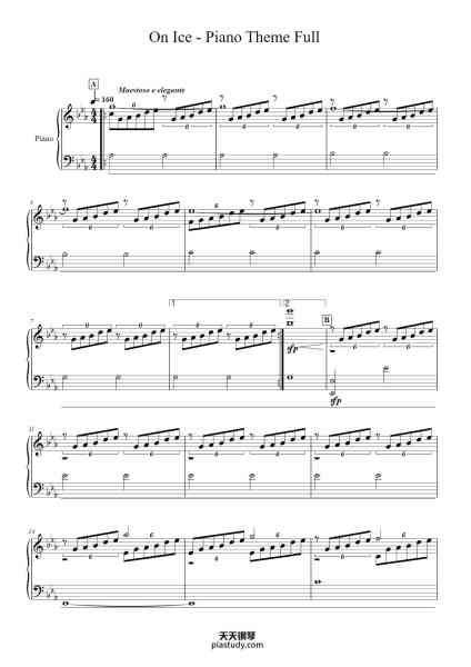 “On Ice - Piano Theme Full”钢琴谱-Taru Omebayashi and Taku Matsushiba (PIANO)-免费下载-天天钢琴