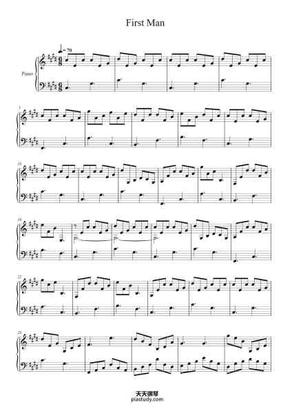 “First Man”钢琴谱-Misc Soundtrack-免费下载-天天钢琴