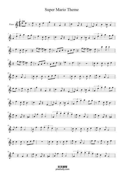 “Super Mario Theme”钢琴谱-Koji Kondo-免费下载-天天钢琴
