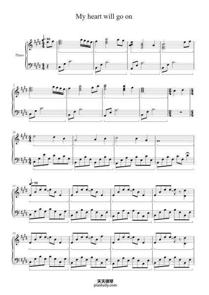 “My Heart Will Go On”钢琴谱-James Horner-免费下载-天天钢琴