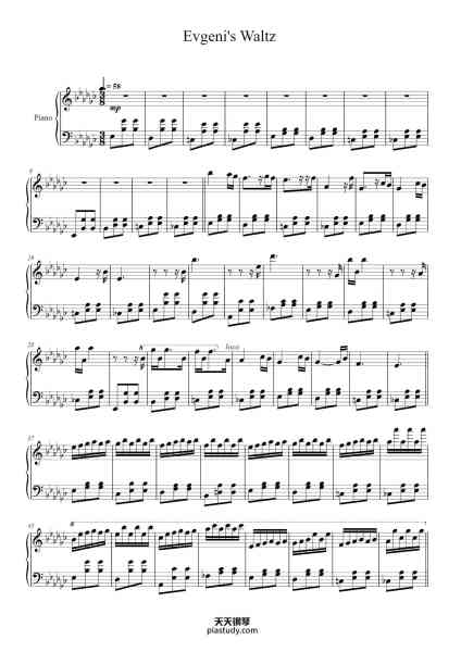 “Evgeni's Waltz from W.E.”钢琴谱-composed by Abel Korzeniowski-免费下载-天天钢琴