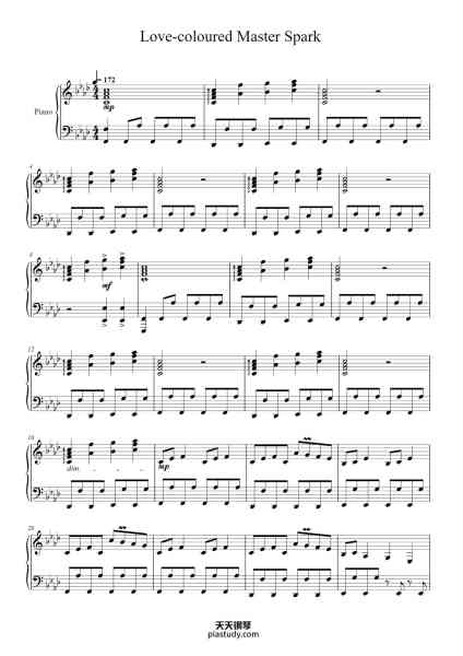 “Love-coloured Master Spark”钢琴谱-ZUN-免费下载-天天钢琴