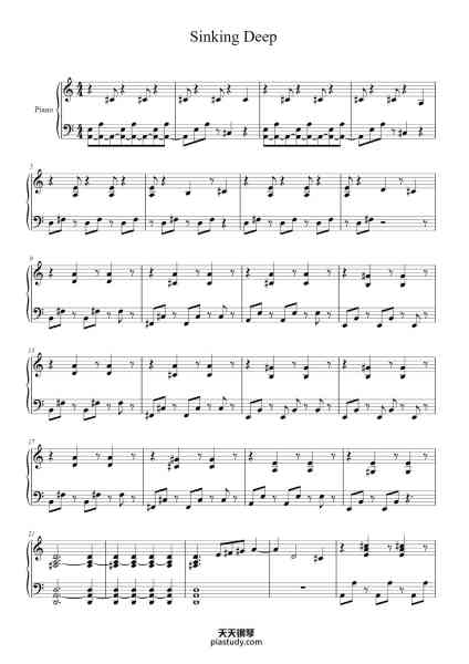“Sinking Deep”钢琴谱-Hillsong Young & Free-免费下载-天天钢琴