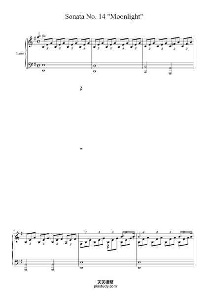 “Sonata No. 14 in C-Sharp Minor, Op. 27, No. 2 "Moonlight"”钢琴谱-Ludwig van Beethoven-免费下载-天天钢琴
