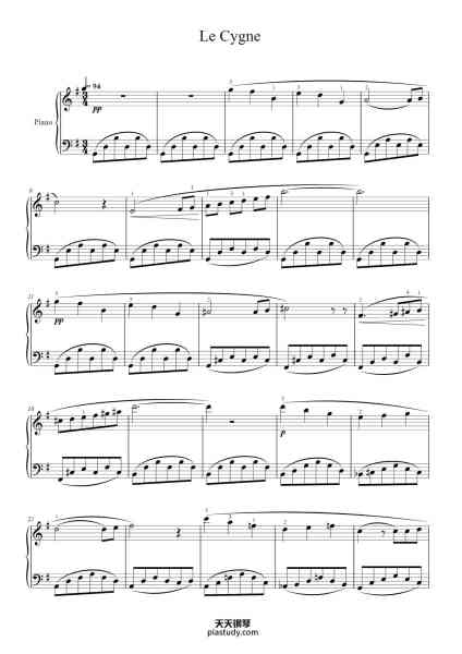 “Le Cygne”钢琴谱-Saint-Saëns (1835-1921)-免费下载-天天钢琴