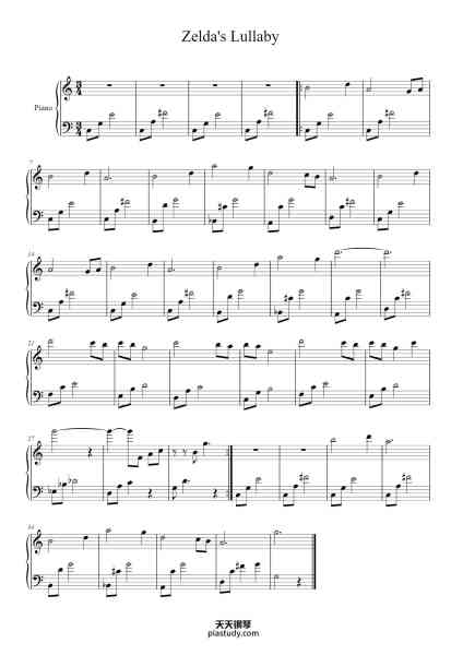 “Zelda's Lullaby”钢琴谱-Misc Computer Games-免费下载-天天钢琴