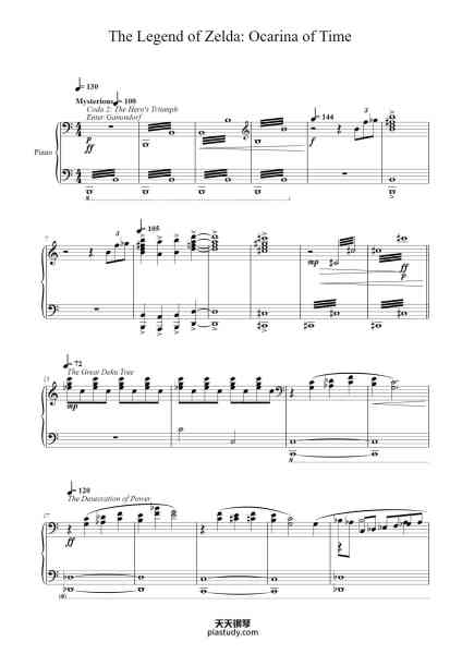 “The Legend of Zelda: Ocarina of Time”钢琴谱-Composed by: Koji Kondo Arranged by: BotW Link-免费下载-天天钢琴