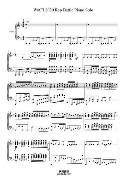“WotFI 2020 Rap Battle Piano Solo (Second Draft)”钢琴谱-Music By: AJ DiSpirito-免费下载-天天钢琴