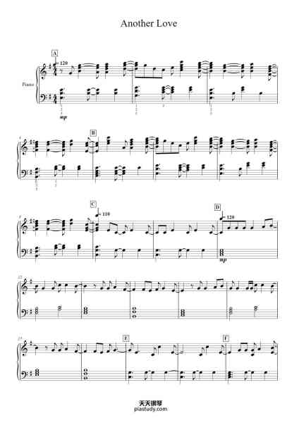 “Another Love”钢琴谱-Tom Odell-免费下载-天天钢琴