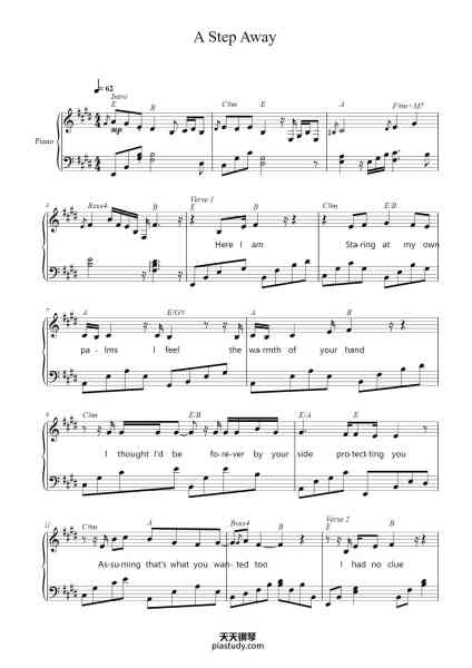 “A Step Away”钢琴谱-Yasunori Mistuda
Arranged by: Revanoux-免费下载-天天钢琴