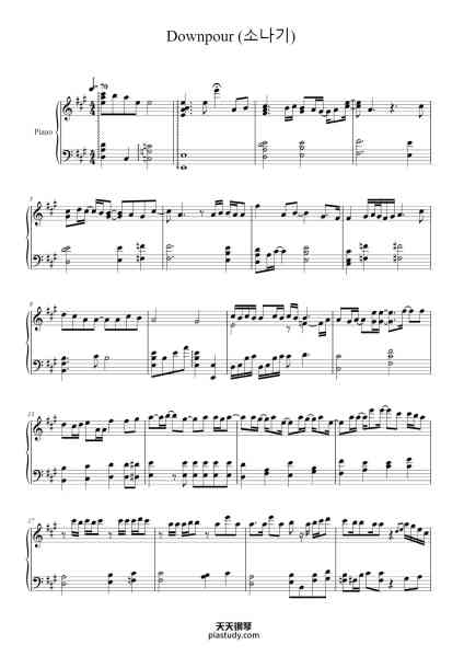“Downpour (소나기)”钢琴谱-(Rough Sketch) Arr: snoraax-免费下载-天天钢琴