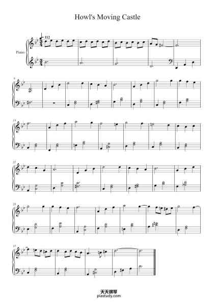 “Howl's Moving Castle”钢琴谱-Joe Hisaishi-免费下载-天天钢琴