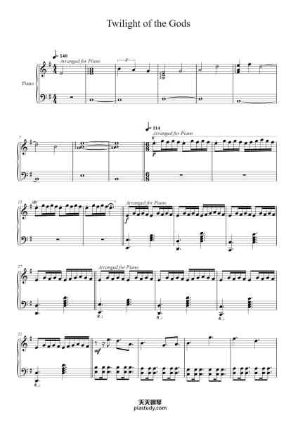“Final Map - Twilight of the Gods”钢琴谱-By Yuka Tsujiyoko Arr: Torbj?rn Brandrud-免费下载-天天钢琴