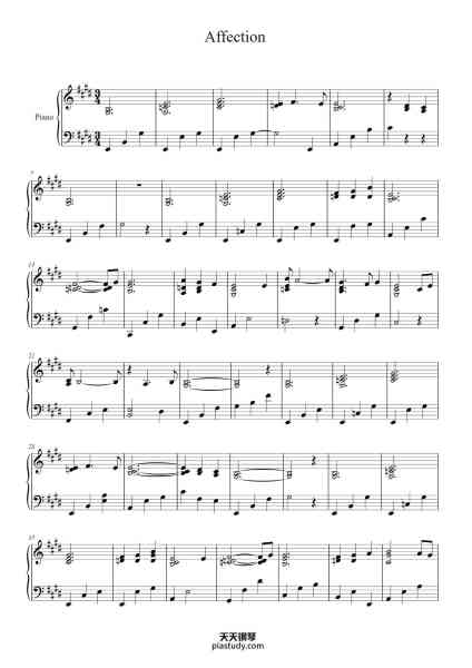 “Affection”钢琴谱-Compositor : Taku IWASAKI-免费下载-天天钢琴