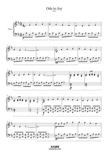 “Symphony No. 9 in D Minor, Op. 125: IV. Ode to Joy”钢琴谱-Ludwig van Beethoven Arranged by Ethan Aka-免费下载-天天钢琴
