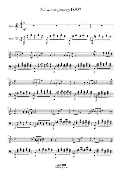 “Schubert Serenade”钢琴谱-Transcribed by F. Liszt-免费下载-天天钢琴