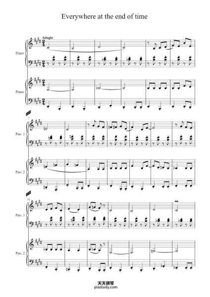 “Everywhere at the end of time”钢琴谱-Wardland-免费下载-天天钢琴