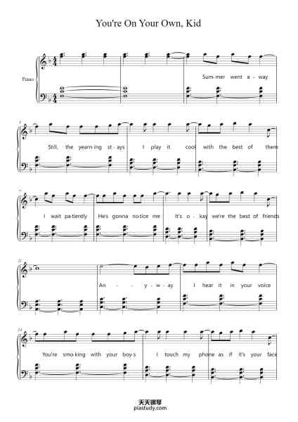 “You're On Your Own, Kid”钢琴谱-Transcribed by Tiffany Chee-免费下载-天天钢琴