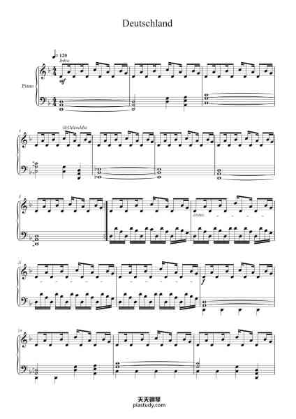“Deutschland”钢琴谱-Rammstein-免费下载-天天钢琴