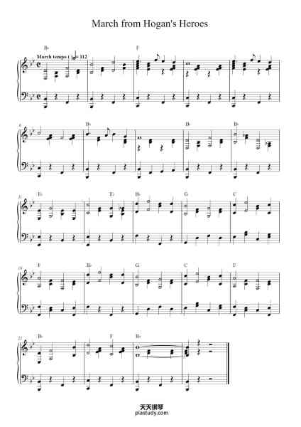 “March from Hogan's Heroes”钢琴谱-Jerry Felding
arr. G. Breen-免费下载-天天钢琴