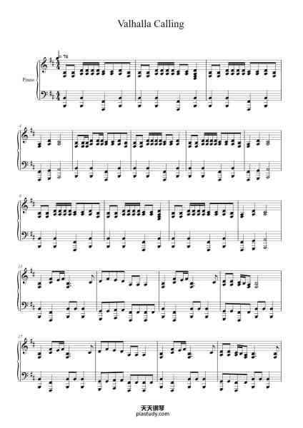 “Valhalla Calling”钢琴谱-Little Piano-免费下载-天天钢琴