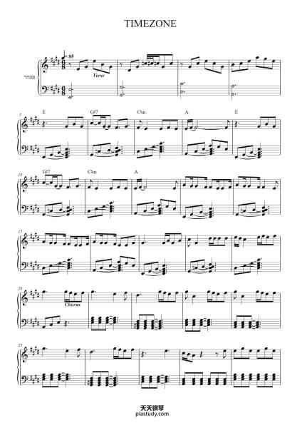“TIMEZONE”钢琴谱-Arranged by: Yahel-免费下载-天天钢琴