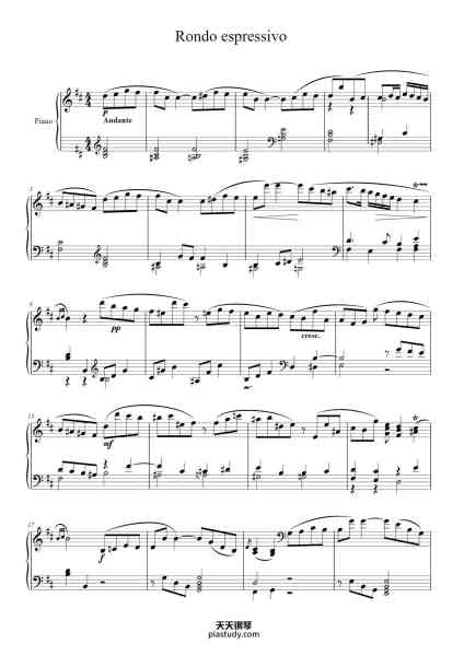 “Rondo espressivo Sonata in B minor, H.245”钢琴谱-C.P.E. 巴赫-免费下载-天天钢琴
